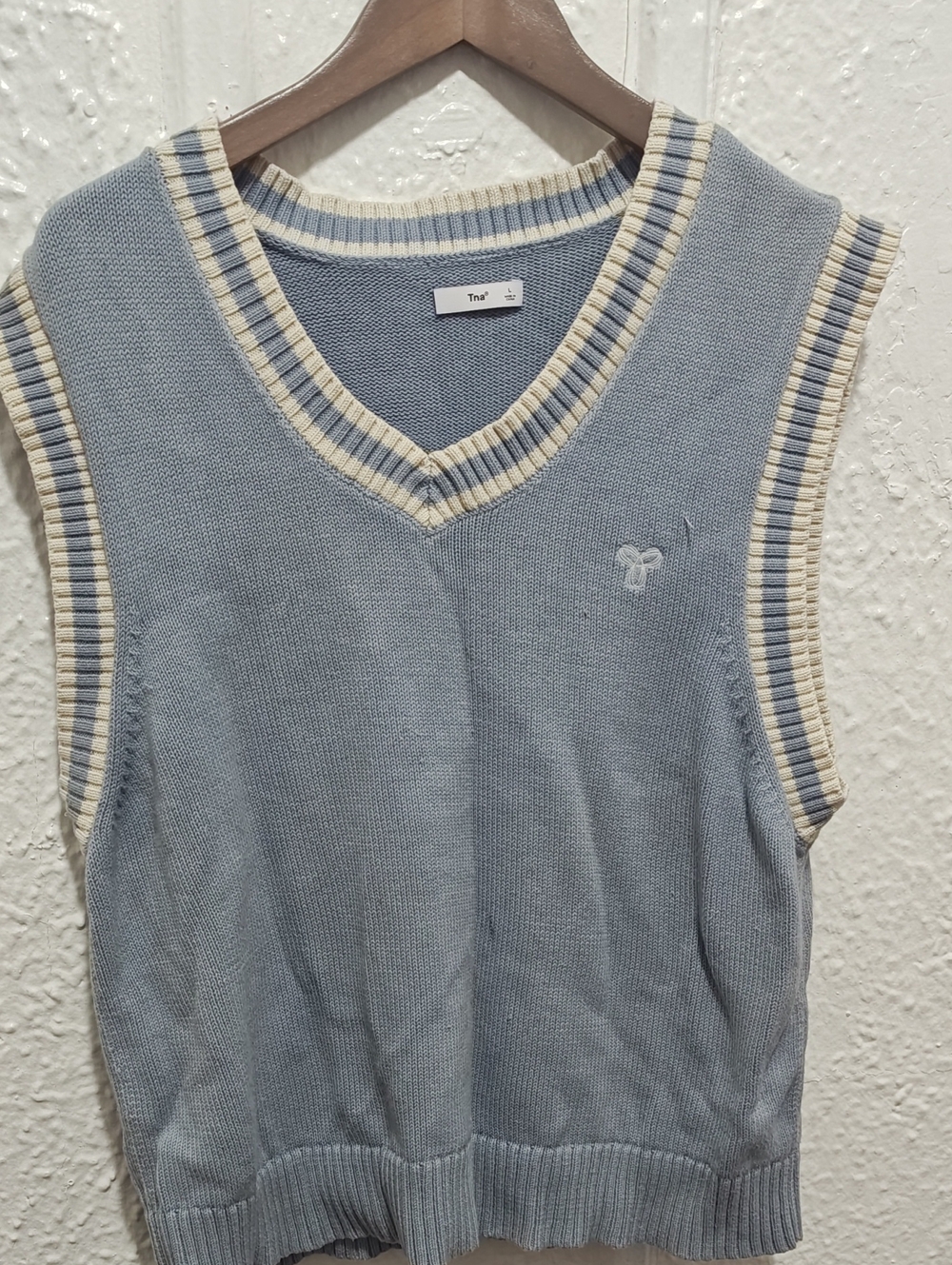 Tna Kids' Light Blue Knit V-Neck Sweater Vest